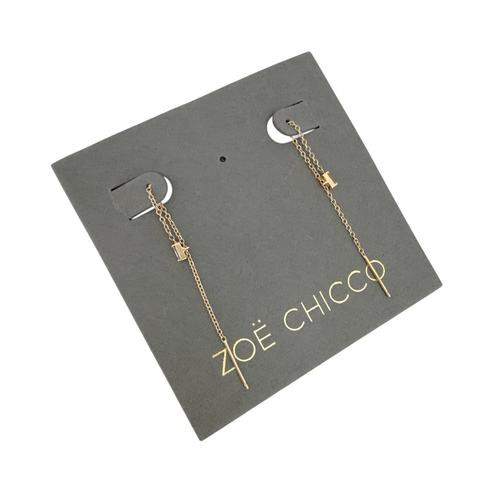 Zoe Chicco 14k Gold Baguette Diamond Loop Threader Earrings Gold — image 5 of 8